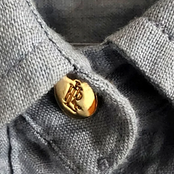 Lauren Ralph Lauren Chambray / Linen tie waist blouse - Picture 3 of 3